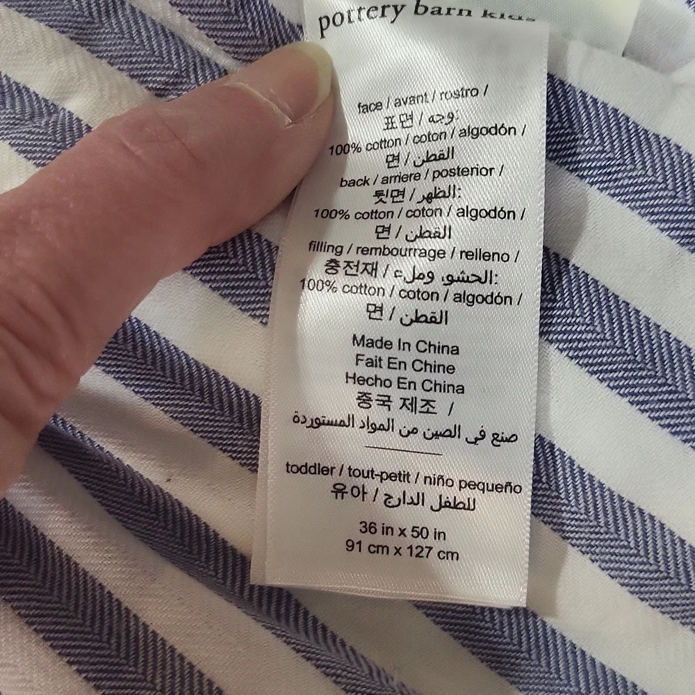 POTTERY BARN KIDS Nautical Organic Cole Toddler Baby Crib Quilt / Bed Skirt Set